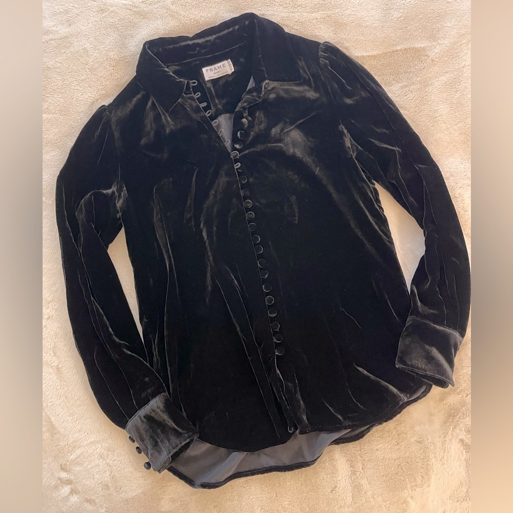 Frame Velvet Button Up Long Sleeve Shirt